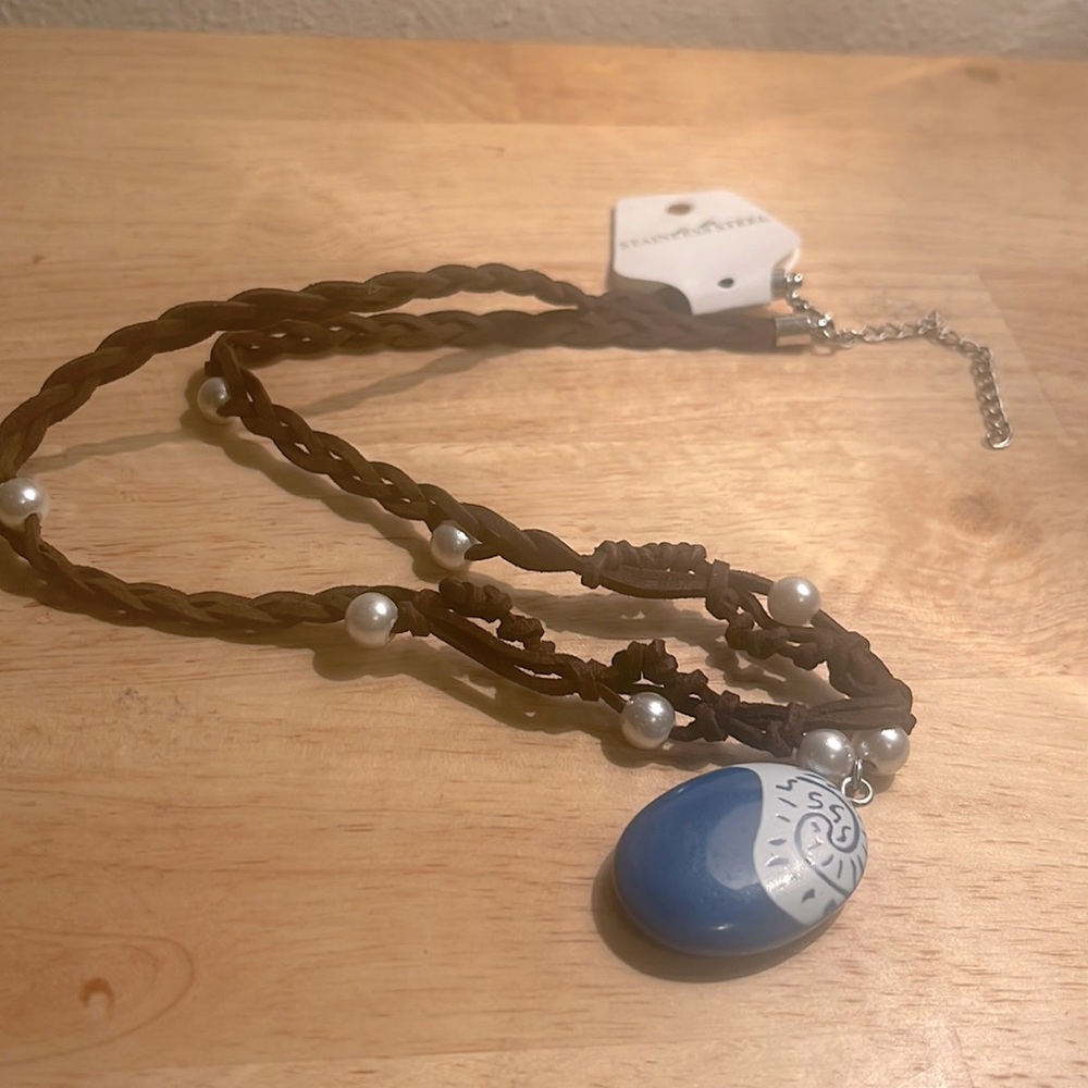 Brown Cord Stainless Steel Necklace